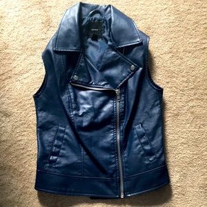 Forever 21 Leather Vest, Navy Blue, Size S